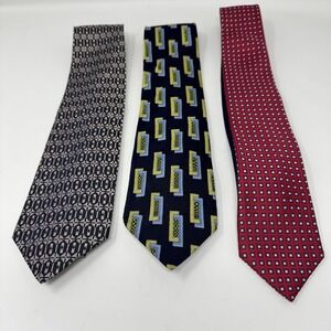 Tommy Hilfiger Bachrach Ties Lot 3 Mens Silk Geometric Pattern Colorful Neckties